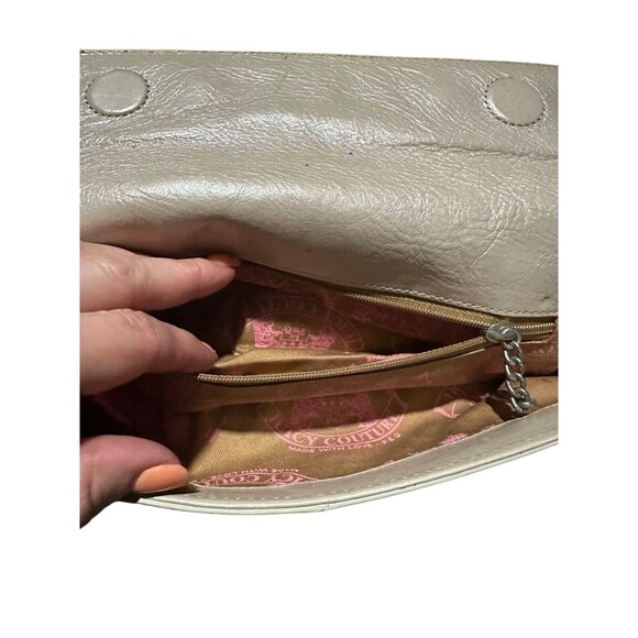 Vintage Juicy Couture Y2K 90s Baguette Mini Leather Shoulder Bag Purse Cream - Picture 9 of 10